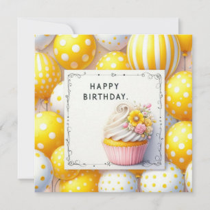Festiva tarjeta de feliz cumpleaños globos amarillos