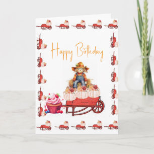 Festiva Tarjeta de Feliz Cumpleaños Halloween Espantapájar