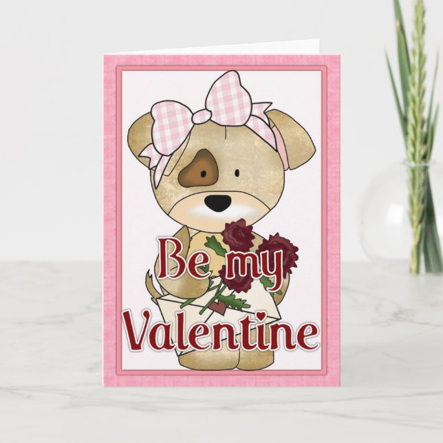 Festiva Tarjeta de Feliz Cumpleaños Perrito San Valentín d (Anverso)