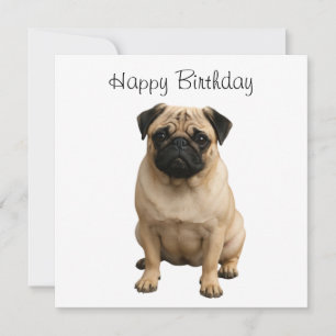 Festiva tarjeta de feliz cumpleaños pug