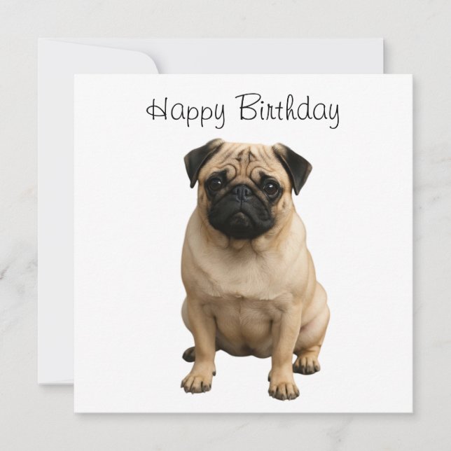 Festiva tarjeta de feliz cumpleaños pug (Anverso)