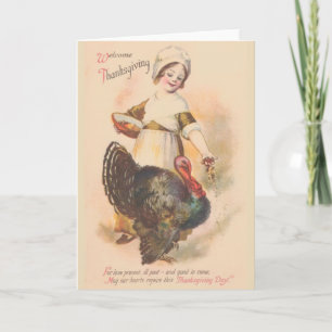 Festiva Tarjeta de Feliz Día de Acción de Gracias Vintage