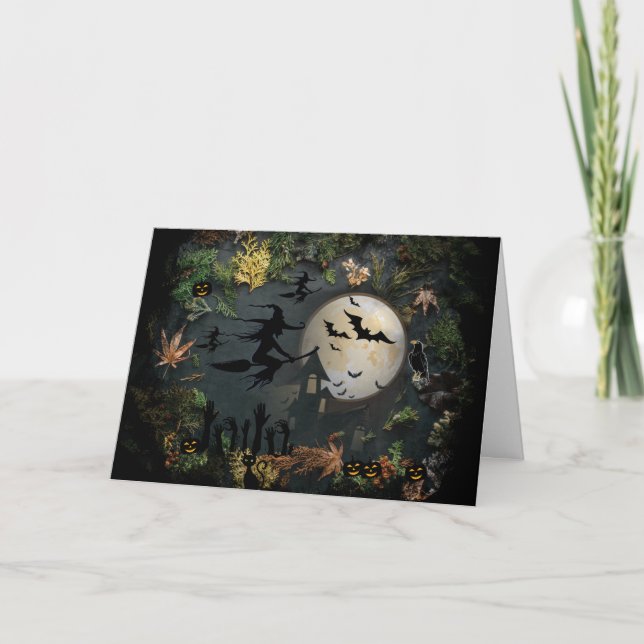 Festiva Tarjeta de Feliz Día de Halloween (Anverso)