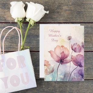 Festiva Tarjeta de Feliz Día de la Madre con Acuarela Flor