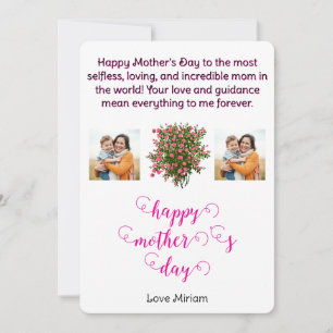 Festiva Tarjeta de Feliz Día de la Madre con Rosal Rosa