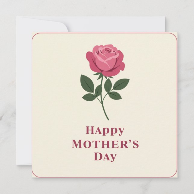 Festiva Tarjeta de Feliz Día de la Madre Rosa (Anverso)