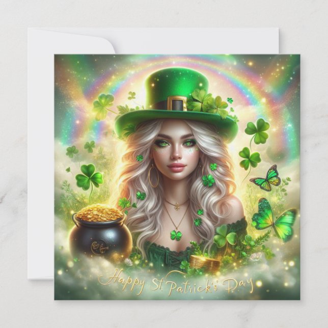 Festiva Tarjeta de Feliz Día de San Patricio (Anverso)
