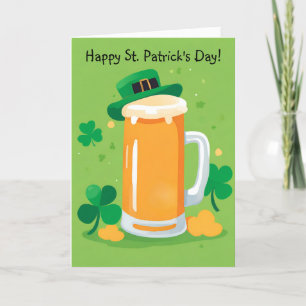 Festiva Tarjeta de Feliz Día de San Patricio Jarra de Cerv