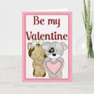 Festiva Tarjeta de Feliz Día de San Valentín de Gato y Per