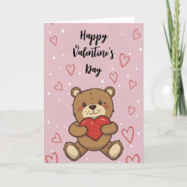 Festiva Tarjeta de Feliz Día de San Valentín del Osito de