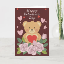 Tarjeta de Feliz Día de San Valentín del Osito de