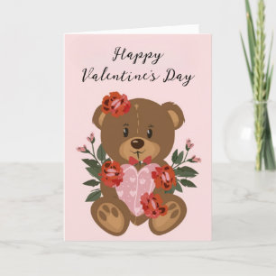 Festiva Tarjeta de Feliz Día de San Valentín del Osito de