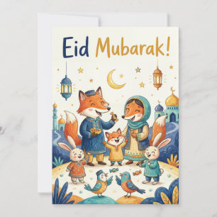Festiva Tarjeta de Feliz Eid - Celebración Familiar