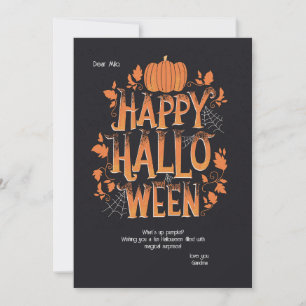 Festiva Tarjeta de Feliz Halloween de Calabaza