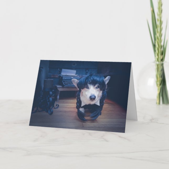 Festiva Tarjeta de Feliz Halloween de Corgi (Anverso)