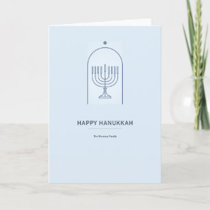 Festiva Tarjeta de Feliz Janucá con Diseño de Menorá en Lí