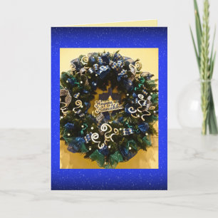 Festiva Tarjeta de Feliz Janucá Corona de bienvenida Tarje