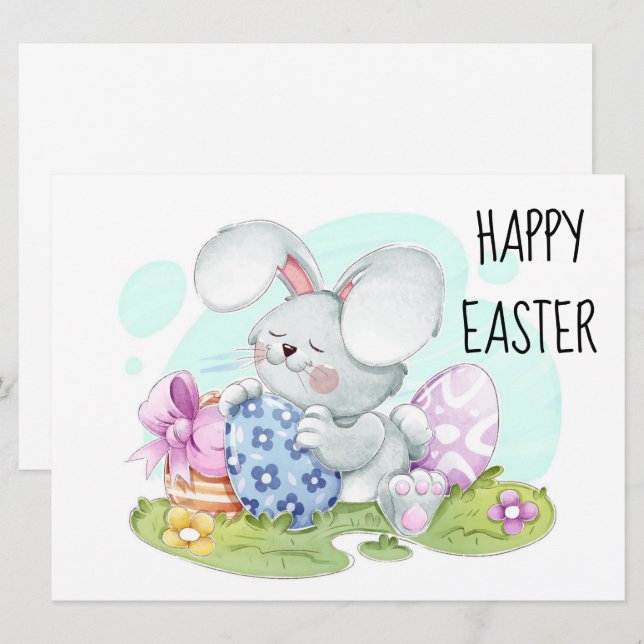 Festiva Tarjeta de Feliz Pascua (Anverso / Reverso)