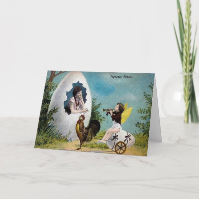 Festiva Tarjeta de Feliz Pascua antigua (Anverso)