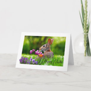 Festiva Tarjeta de Feliz Pascua de Conejo