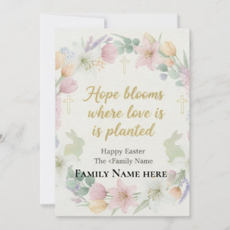 Festiva Tarjeta de Feliz Pascua de Floral Acuarela Elegant