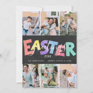 Festiva Tarjeta de Feliz Pascua para Familias con Tiza Pas