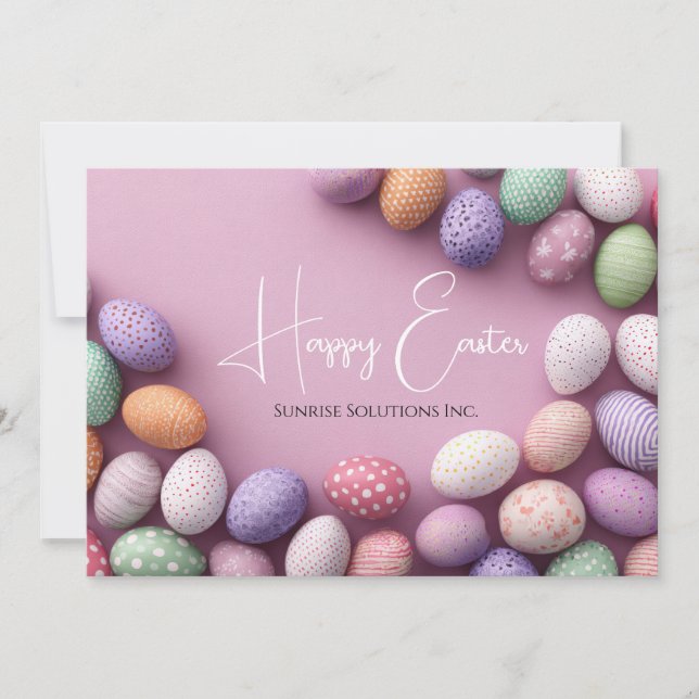 Festiva Tarjeta de Feliz Pascua Personalizada para Negocio (Anverso)