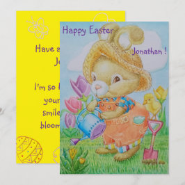 Festiva Tarjeta de Feliz Pascua personalizada para niños