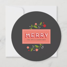 Festiva Tarjeta de feriado con ornamento floral de Merry B