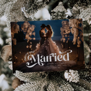 Festiva Tarjeta de feriado para Bodas Swirl Merry and Marr