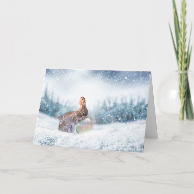 Festiva Tarjeta de feriado para Navidades de conejo conejo (Anverso)