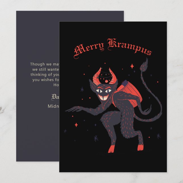Festiva Tarjeta de feriado para Navidades Merry Krampus (Anverso / Reverso)