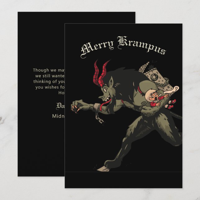 Festiva Tarjeta de feriado para Navidades Merry Krampus (Anverso / Reverso)