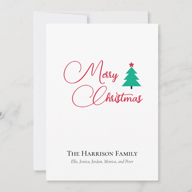 Festiva Tarjeta de feriado plana de Personalizable navideñ (Anverso)