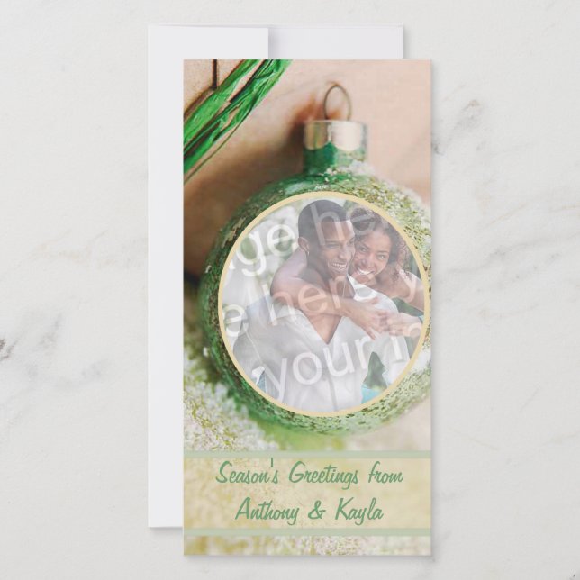 Festiva Tarjeta De Festividad De Ornamento Verde Y Nieve (Anverso)