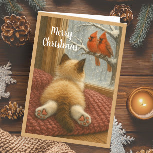 Festiva Tarjeta de festividad para gatos y cardenales para