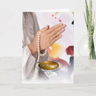 Festiva Tarjeta de fiesta de Eid Mubarak / Chica con velo