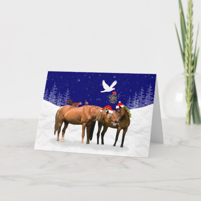 Festiva Tarjeta de Fiesta de Navidades Pony (Anverso)