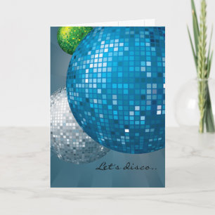 Festiva Tarjeta de Fiesta Disco Balls Blue New Year
