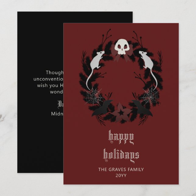 Festiva Tarjeta de Fiestas Felices Gótica para la Guerra N (Anverso / Reverso)