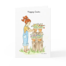 Tarjeta de flores de Pascua feliz
