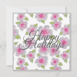 Festiva Tarjeta de Flores Elegancia Felices Fiestas