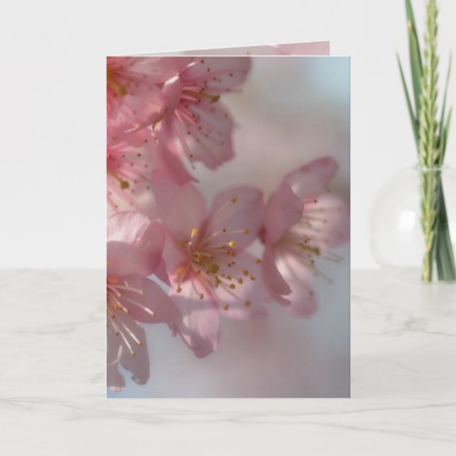 Festiva Tarjeta de flores rosadas (Anverso)