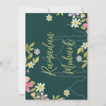 Tarjeta de flores y verde de mubarak de Ramadán