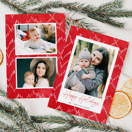 Festiva Tarjeta de Foto 3 Acuarela Roja con Guiones Modern