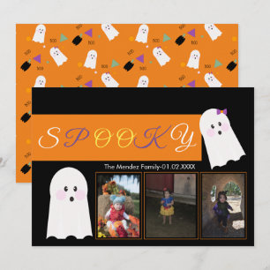 Festiva Tarjeta de foto collage de patrón de fantasma de H
