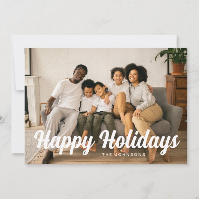 Festiva Tarjeta de foto completa Simple Happy Holidays (Anverso)