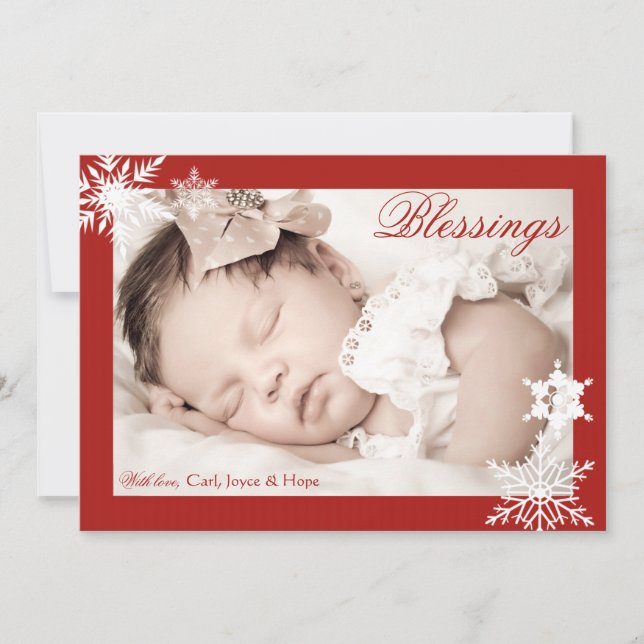 Festiva Tarjeta de Foto con Borde Rojo Navideño (Anverso)