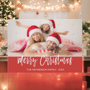 Festiva Tarjeta de foto con guión escrito para Feliz Navid