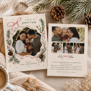 Festiva Tarjeta de Foto con Lazo de Cinta Rosa Grandmillen